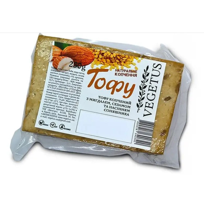 Smoked tofu with almonds, sesame seeds and sunflower seeds, Vegetus, 250g