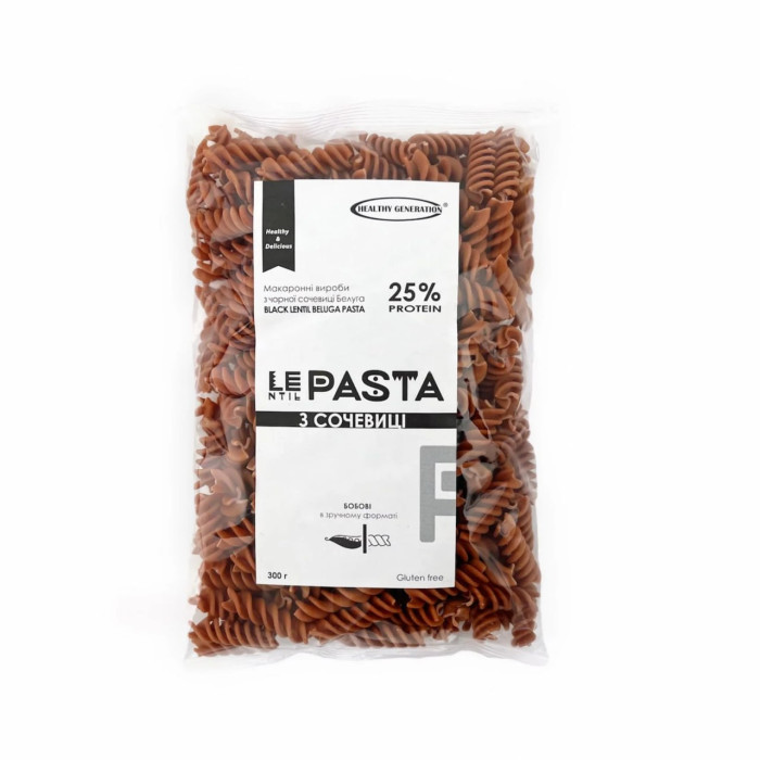 LEntil PASTA black lentil pasta Beluga, Fusilly 300g, Healthy Generation