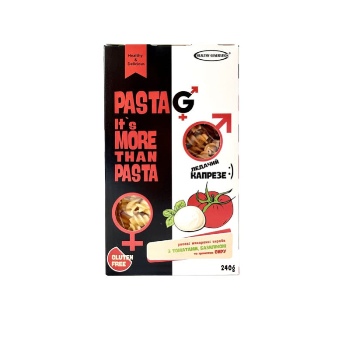 PASTA G gluten-free rice pasta with tomato, basil, and cheese flavor, Fusilly 240g, Healthy Generation