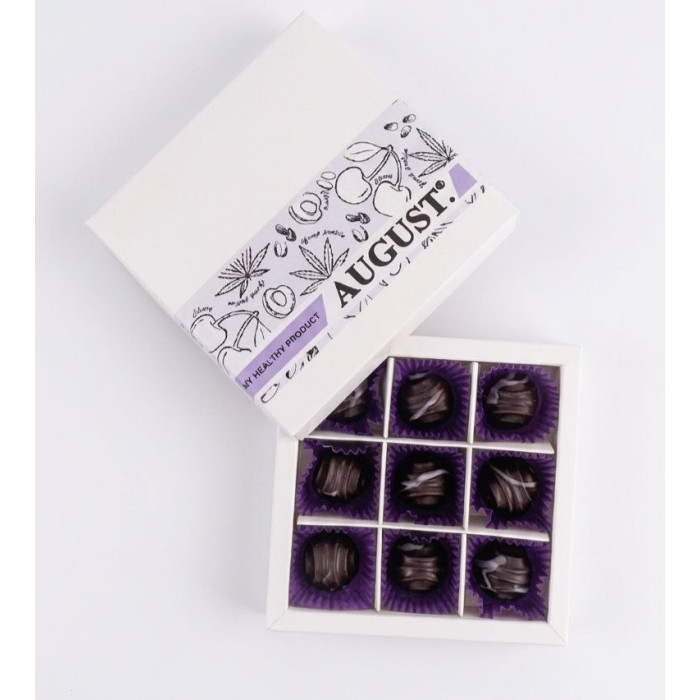 Натуральні цукерки на основі керобу без цукру «ВИШНЯ – КОНОПЛЯНИЙ ПРОТЕЇН», коробка 120г